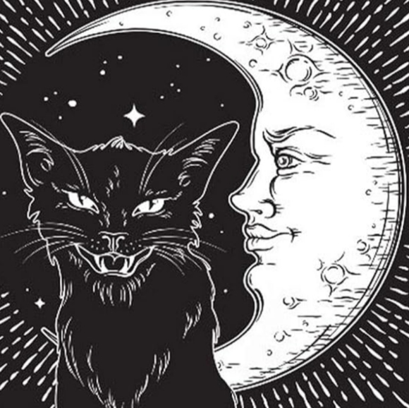 XL Black Cat Tarot The Moon Card Wall Art Cards Tapestry Kitties Kitty Cats New - Picture 2 of 5